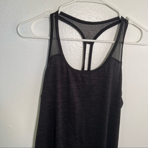 Layer 8 Racerback Tank Top Heathered Black Mesh - Picture 3 of 10
